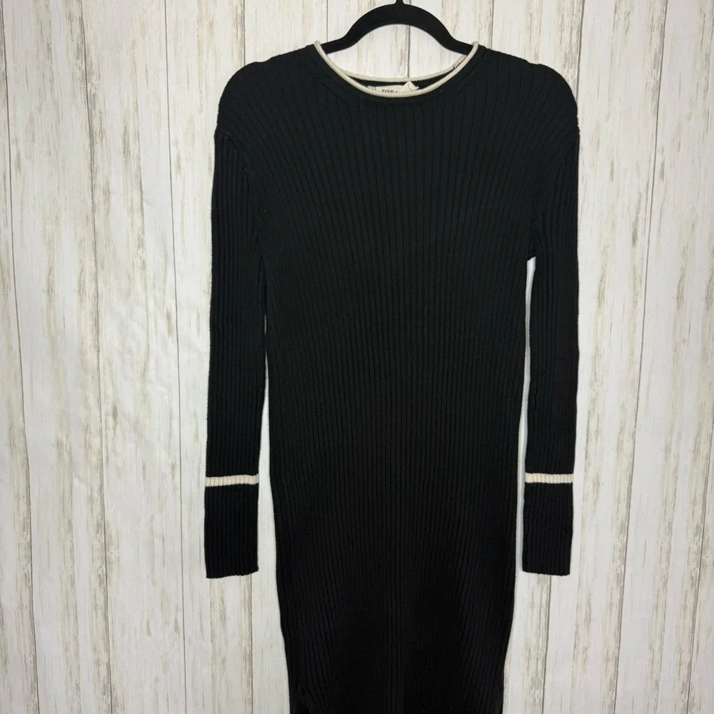 EVERLANE Cotton Wide Rib Midi Dress - Black Small